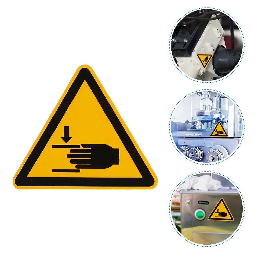 8pcs Warning Labels Stickers Hand Caution Adhesive Safety Sign Decals Machinery Crushing Signs Traffic Safety