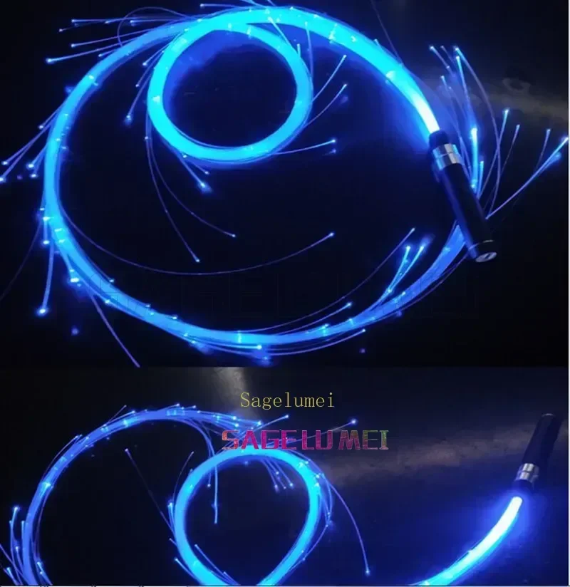 USB Rechargeable LED Fiber Optic Whip Light 360° Swivel Optical Whips Multicolor Disco Dance Glow Whip Sparkle Flow Party String
