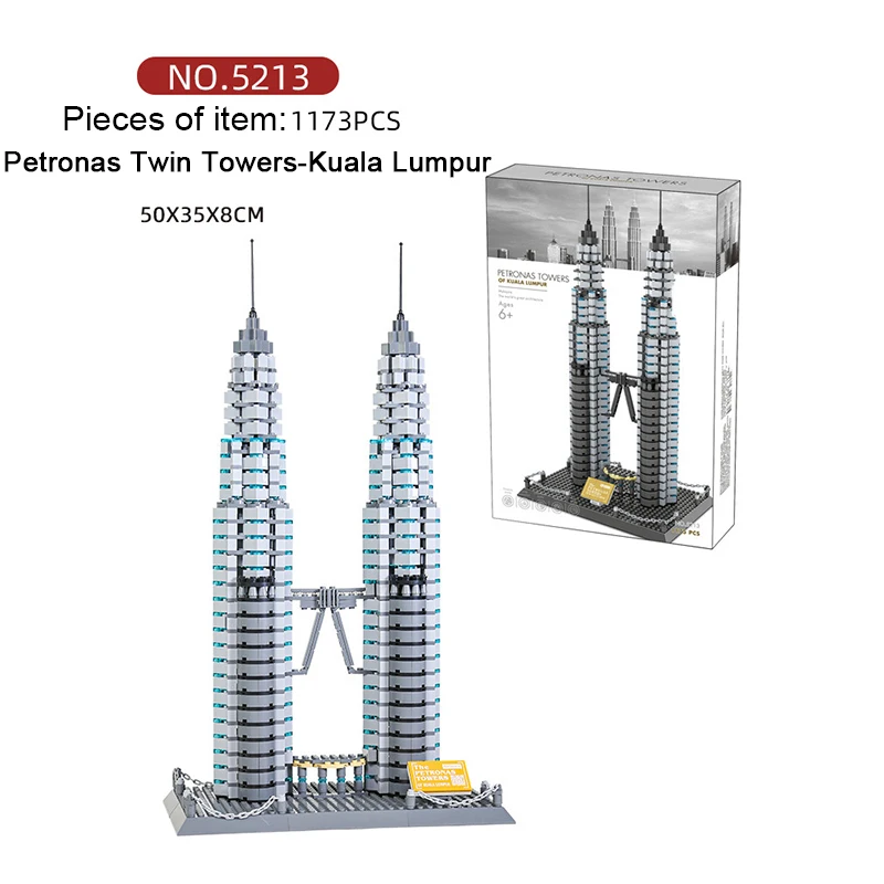 5213 Building Brick Sets Famous Landmark Kuala Lumpur Petronas Twin Towers Architecture Block toys Kids Collection Gifts