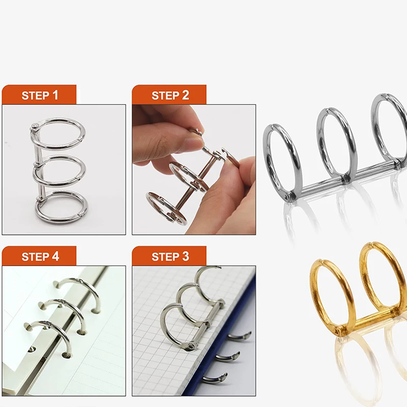 3-Ring Loose-Leaf Ring Notebook Organizer Tool Manual Ledger DIY Three-Ring Metal Ring Buckle A5A6 Universal Desk Calendar Ring