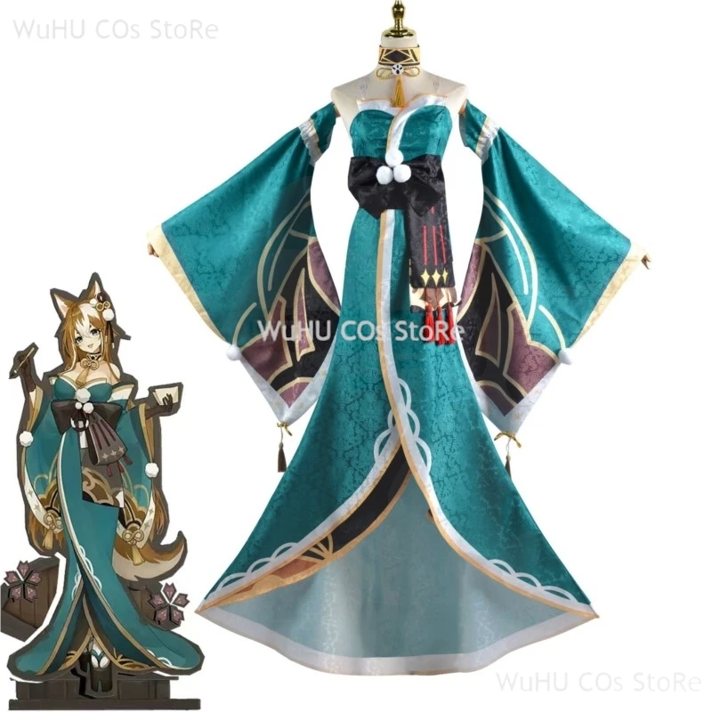 Genshin Impact Miss Hina disfraz de Cosplay para mujer, uniforme de Anime, peluca, vestido, conjunto completo, fiesta de Halloween, Gorou