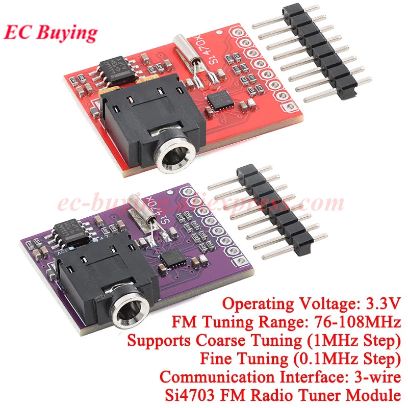 1-5Pcs Si4703 FM RDS RBDS Tuner Evaluation Breakout Board Digital Radio Broadcast Data Processing Module For Arduino AVR ARM PIC