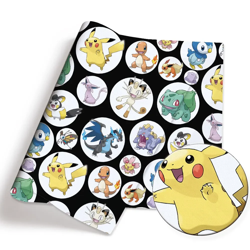 Pokemon Cartoon Fabric140*50cm Handmade Sewing Patchwork Quilting Baby Dress Home Sheet Printed Fabric Fabric Sewing Kids