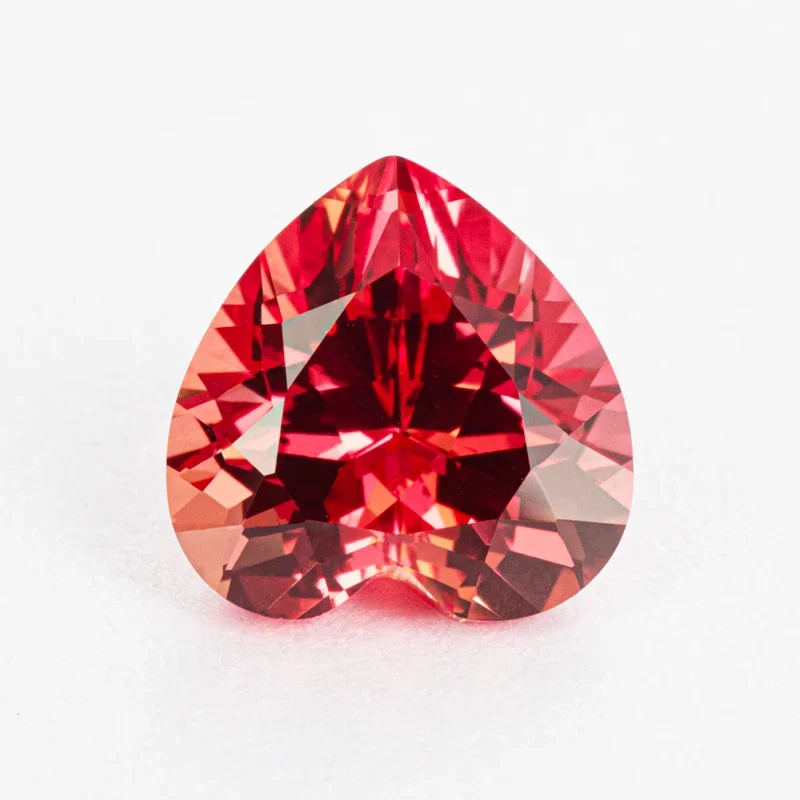 Lab Grown Sapphire Heart Shape Sunset Red Color Gemstone For Charms Jewel Making DIY Ring Materials Selectable AGL Certificate