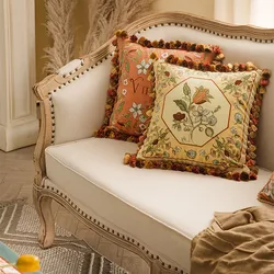 Decorative Throw Pillows Cover, Embroidery Cushion Covers, Farmhouse Pillowcases, Luxury Tassel, Home Decor, Couch, Sofa, Bed
