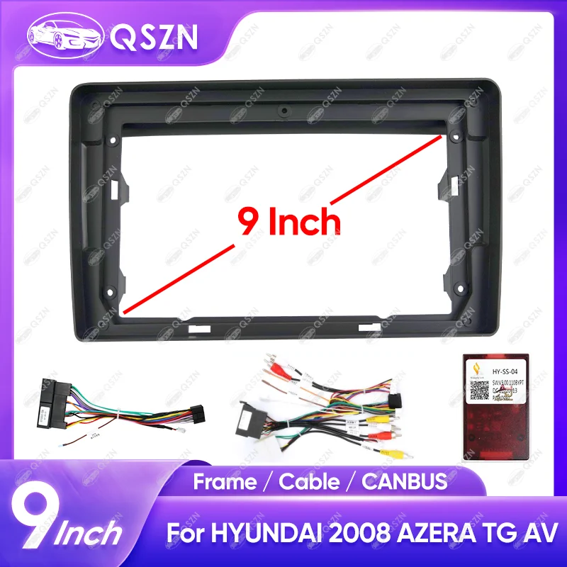 For HYUNDAI 2008 AZERA TG AV 9INCH 2 Din Car Radio Plastic Fascias Panel Dashboard Frame CD GPS Android Multimedia Playe Cable