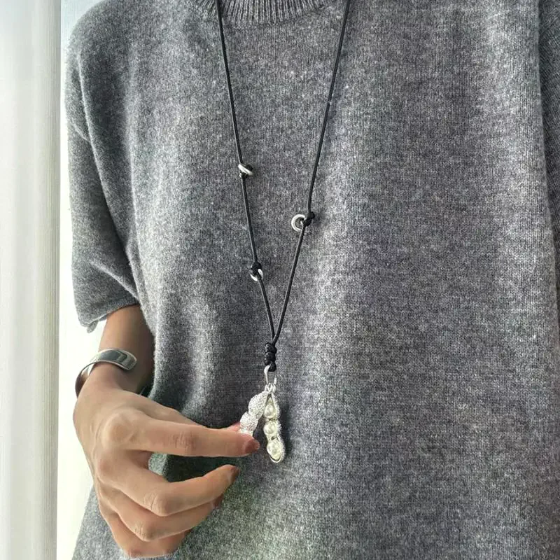 Fashion Exquisite Bean Pod Pearl Pendant Necklace Simple Versatile Long Sweater Chain Pendant Necklace Jewelry Accessories Gifts
