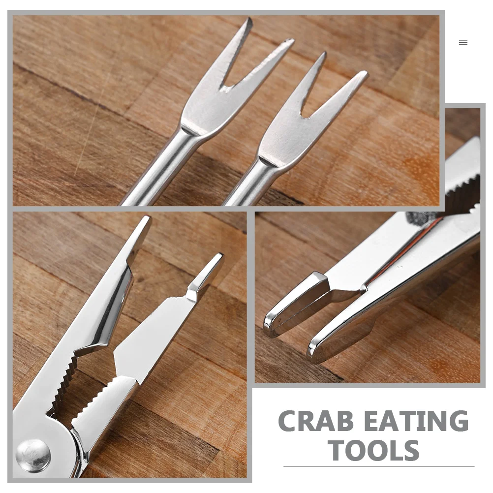 1 Set Seafood Tools Set Stainless Steel Crab Claw Crackers Lobster Forks