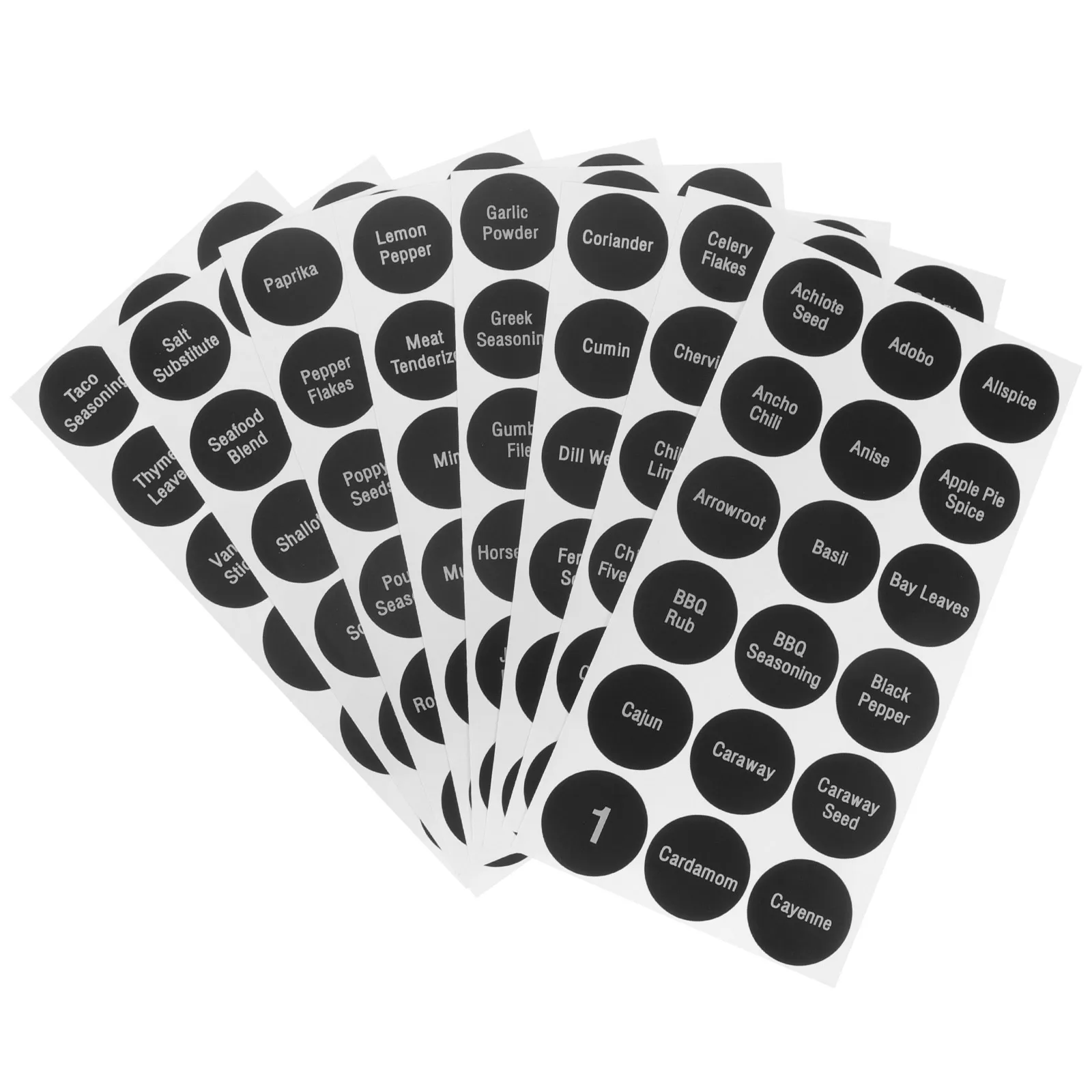 

8 Sheets Condiment Bottle Stickers Seasoning Marking Labels for Kitchen Spice Jars Round Waterproof Adhesive Tags Storage Folder