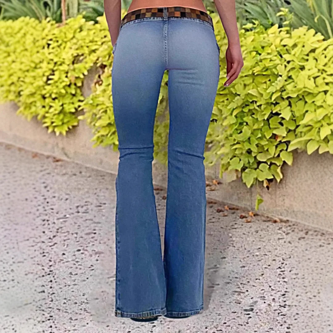 Flare Jeans Denim Cargo Pant Women Vintage Washed High Waist Straight Trousers Y2k Streetwear Work Casual Spliced Pockets Spring