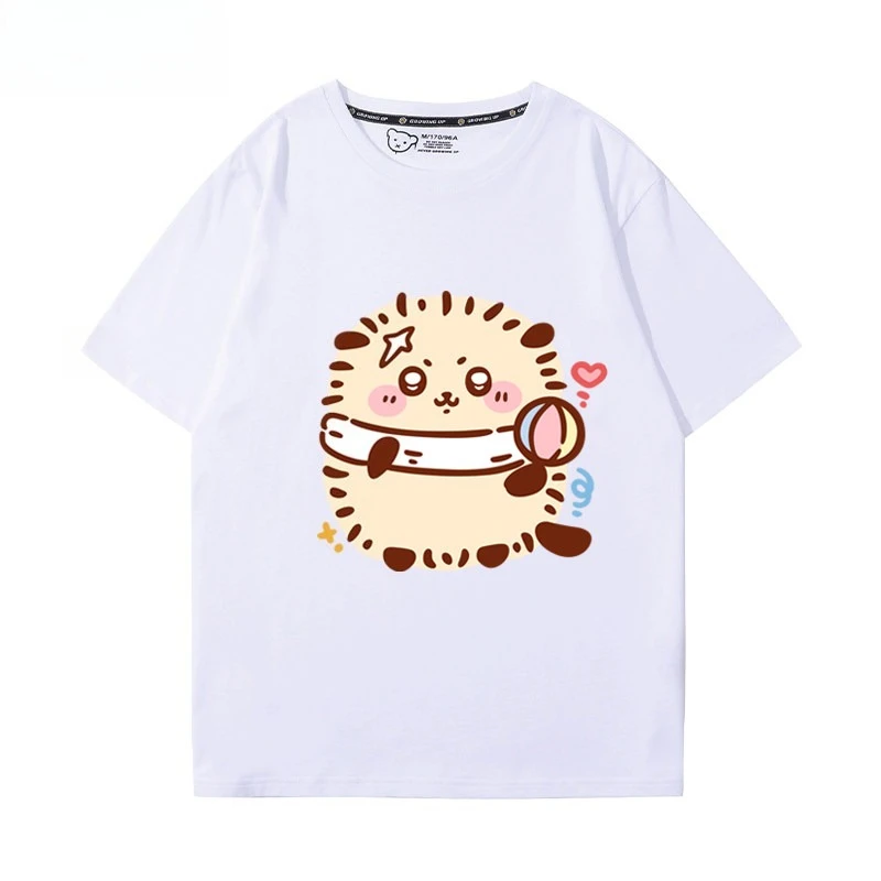 Kawaii Chiikawa Pink Fish Head Graphic T Shirt Official Licensed Unisex Cotton Loose Cute Anime Short Sleeve Fan Tops