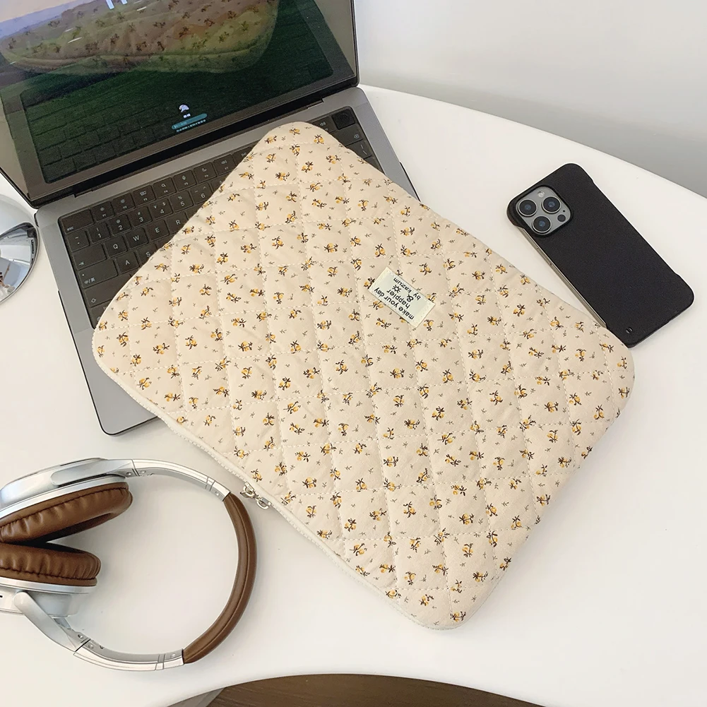 حقيبة حمل للكمبيوتر المحمول مطبوعة بالزهور، حافظة كمبيوتر مبطنة، حافظة كمبيوتر لطيفة للكمبيوتر المحمول مقاس 11-15 بوصة