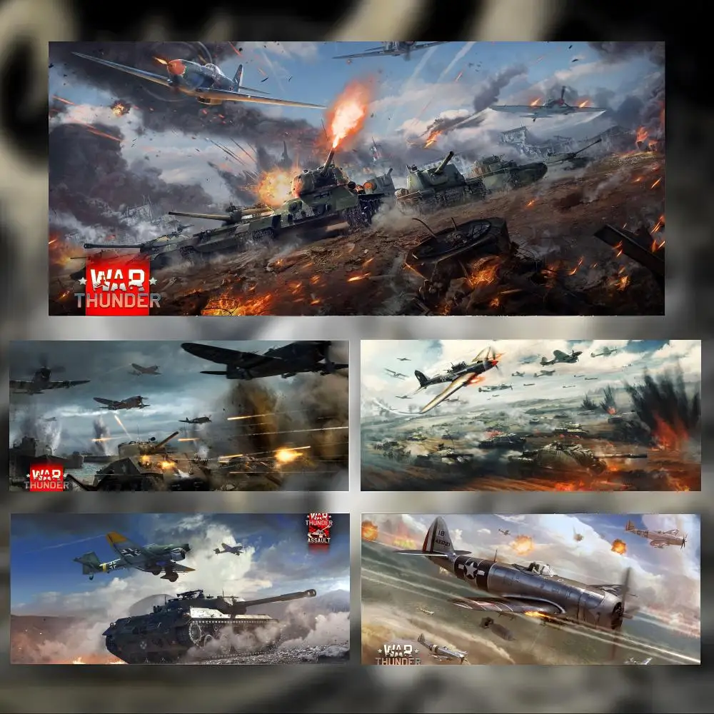 Thunder Realistisches Cooles Spiel W-War Thunder Mauspad Großes Dickes Schreibtischpad mit Genähten Kanten Gaming-Mausmatte für PC
