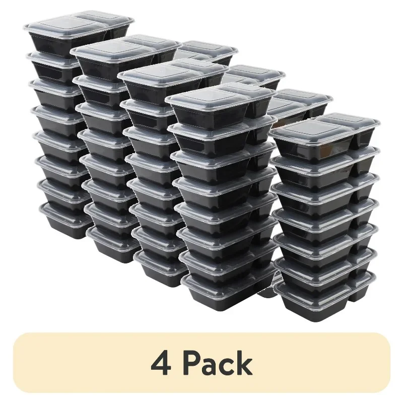 

(4 pack) 60 Piece Meal Prep Food Storage Containers, 15Pack 1L plus 15Pack 900ml