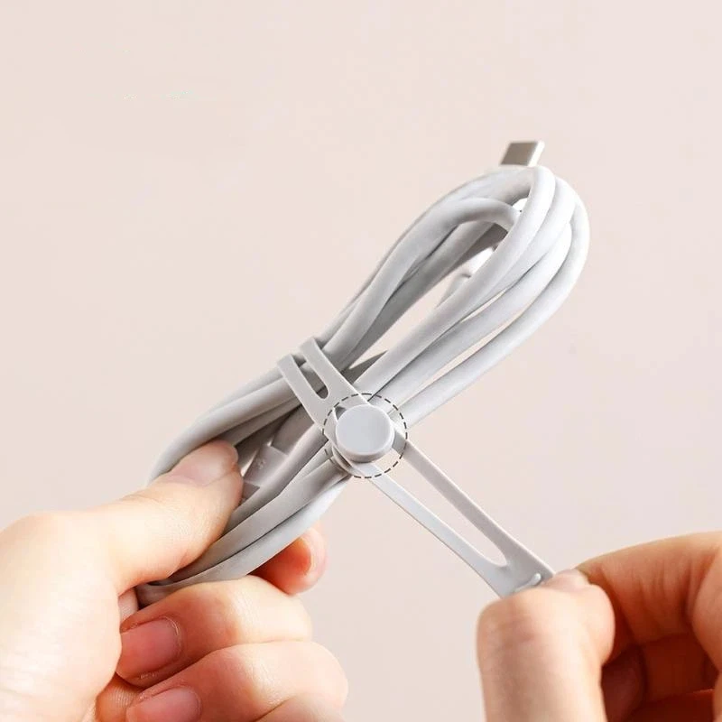 Z.10PCS Creative Silicone Cable Organizer Data Cable Headphone Cable Storage Charging Cable Sorting Multifunctional Winder Strap