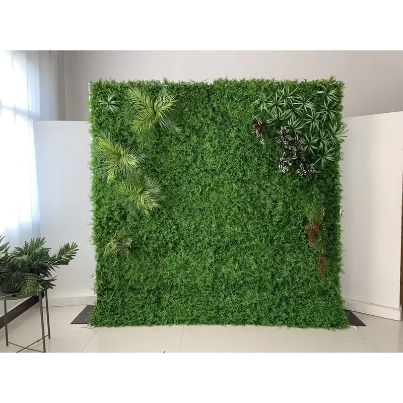 Artificial Plant Wall Panel Mixed Foliage Greenery Backdrop 3D Vertical Garden Faux Boxwood Hedge for Indoor Outdoor Wedding