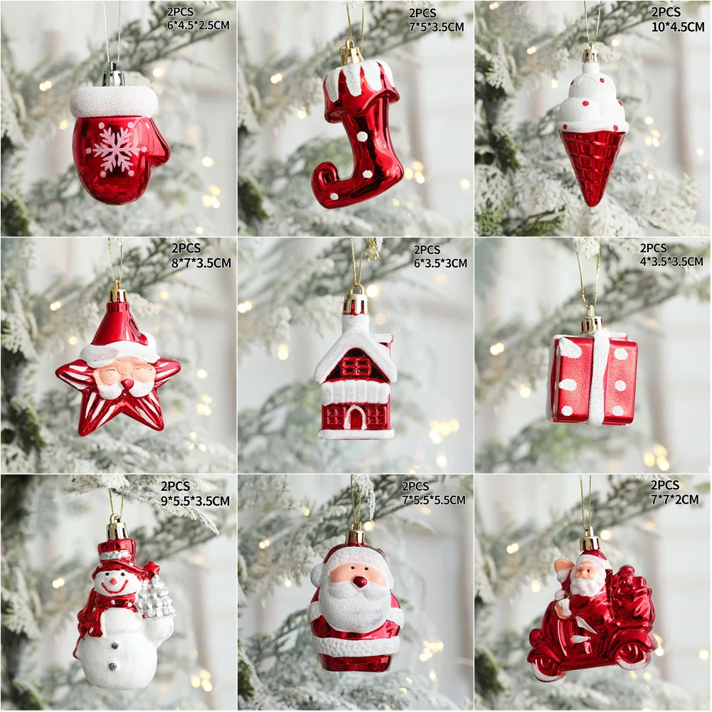 2PCS Fireplace Mantelpiece Stairs Bedside Christmas Tree Pendant Ornament Five-pointed Star Snowman Christmas Tree