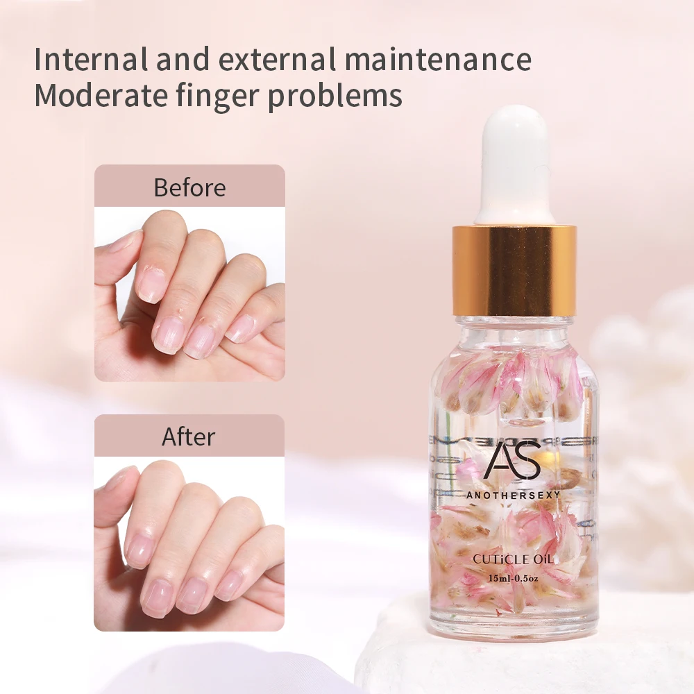 AS 15ML Dried Flower Cuticle Nutrient Oil Nourish Repair Damaged Nails Vitamin Nail Care Oil Treatment Moisturizes Strength