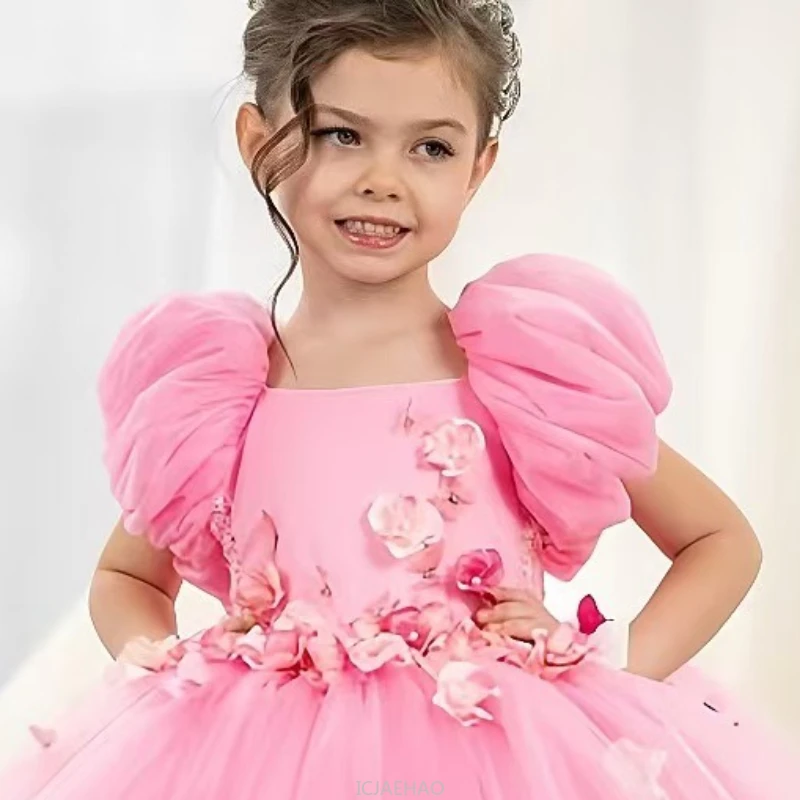 

Party Dress 2025 European Kids Costume Sweet Princess Dresses Performance Tutu Skirt Large Petal Tulle Gown Children Holiday