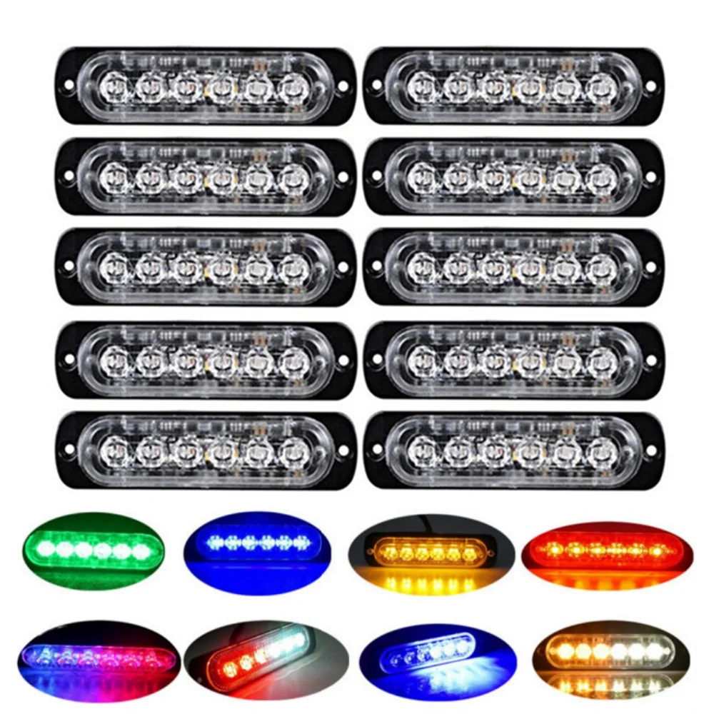 

20PCS Strobe Light Truck 6LED Flash Truck Trailer Light 12v-24v LED Warning Hazard Light Bar Car Emergency Flashing Lights