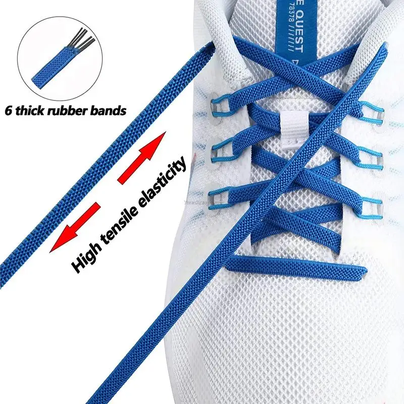 Classic No tie Shoelaces Elastic Laces Sneakers 7mm Width Flats Shoelace Kids Adults Rubber Shoe laces Tennis Shoes Accesories