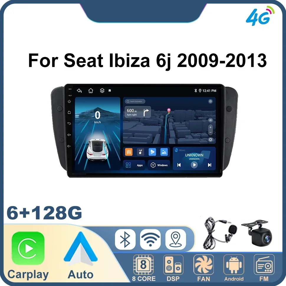 Android Car Radio 4G 64GB Video Player for Seat Ibiza 6j 2009-2013 Multimedia Player Autoradio Carplay RDS FM Bluetooth WiFi