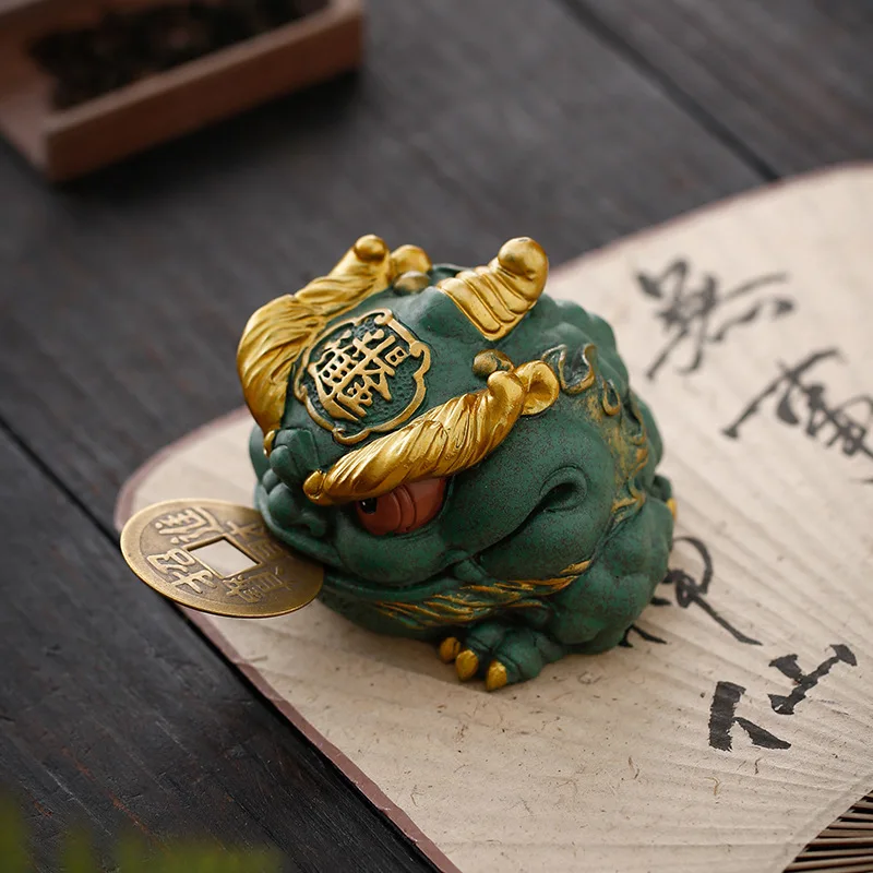 Chinese Style Golden Toad High-end Ornaments Creative Colorful Gold Rich Flowing Oil Home, Living Room, Tabletop Decoration