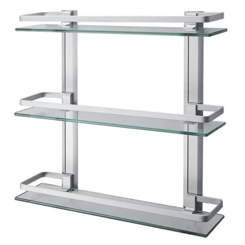 Glass Bathroom Shelf Wall Mounted Toilet Storage Rack Bathtub Organizer 3 Tier Shelving Unit for Shower Accessories
