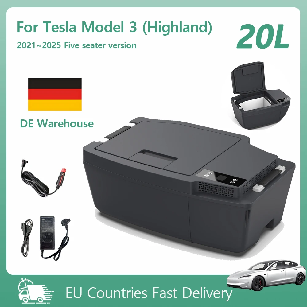 Réfrigérateur de voiture pour Tesla modèle 3 (Highland), contrôle par application, 20l, 12V, compresseur Portable, congélateur, réfrigérateur de voyage en plein air