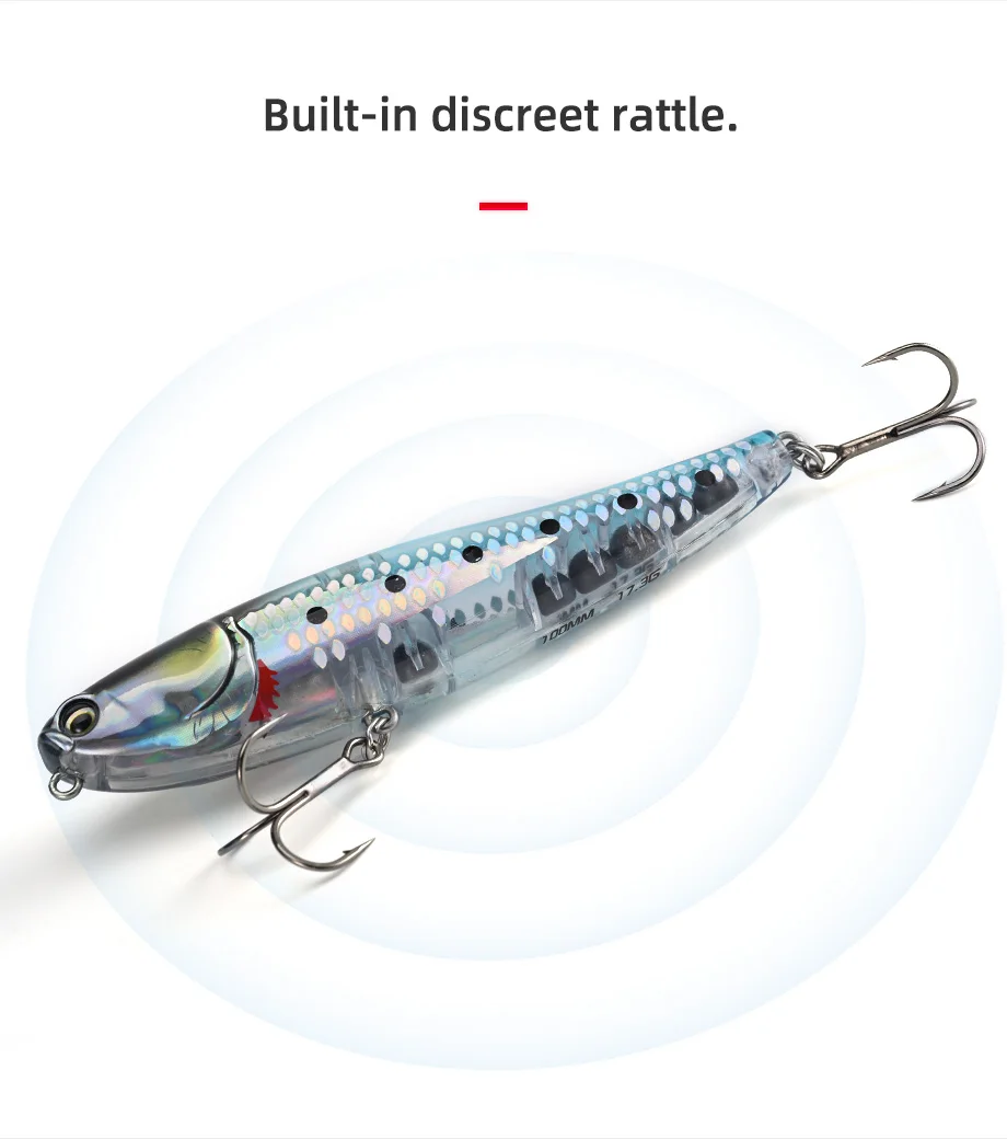 ALLBLUE BULLET MULLET 80mm/100mm Topwater Pencil Surface Walker Schwimmender Angelköder Walk The Dog Salzwasser Bass Hard Bait – Detail 5
