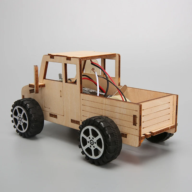 Wooden Voice Control Electric Car Model Kids Science Toy Technology DIY Physics Kit Learning Educational Toys for Children