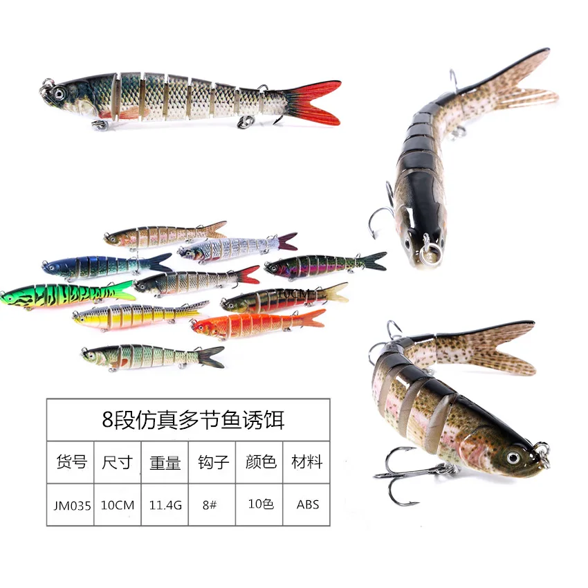 11g Tonące Woblery Przynęty Wędkarskie Przegubowe Crankbait Swimbait 8 Segment Twarda Sztuczna Przynęta Bass Lake Sea Fishing Tackle Lure