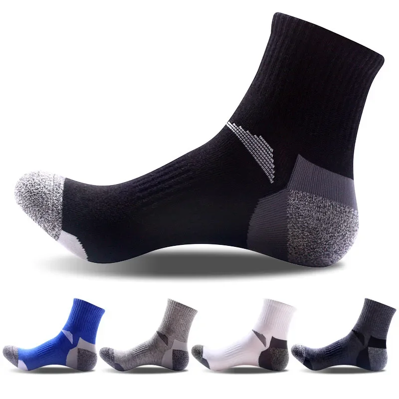 5Pairs Men's Mid-Calf Cotton Sports Socks for Running Outdoor Fitness Basketball Professional Sweat-Wicking Comfortable