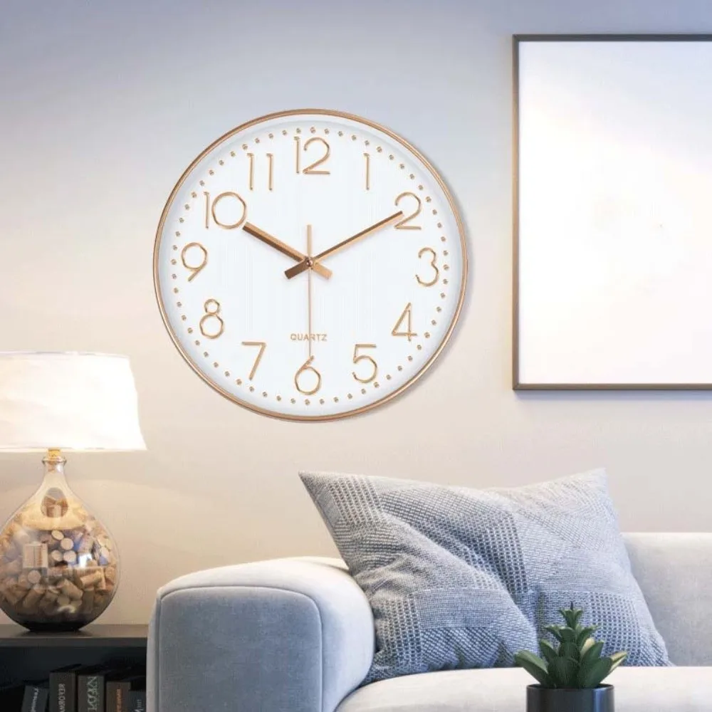 Fashion Silent Nordic Wall Clock Non-Ticking Multi-color Round Hanging Clock Transparent Plastic Wall Electronic Time Porch