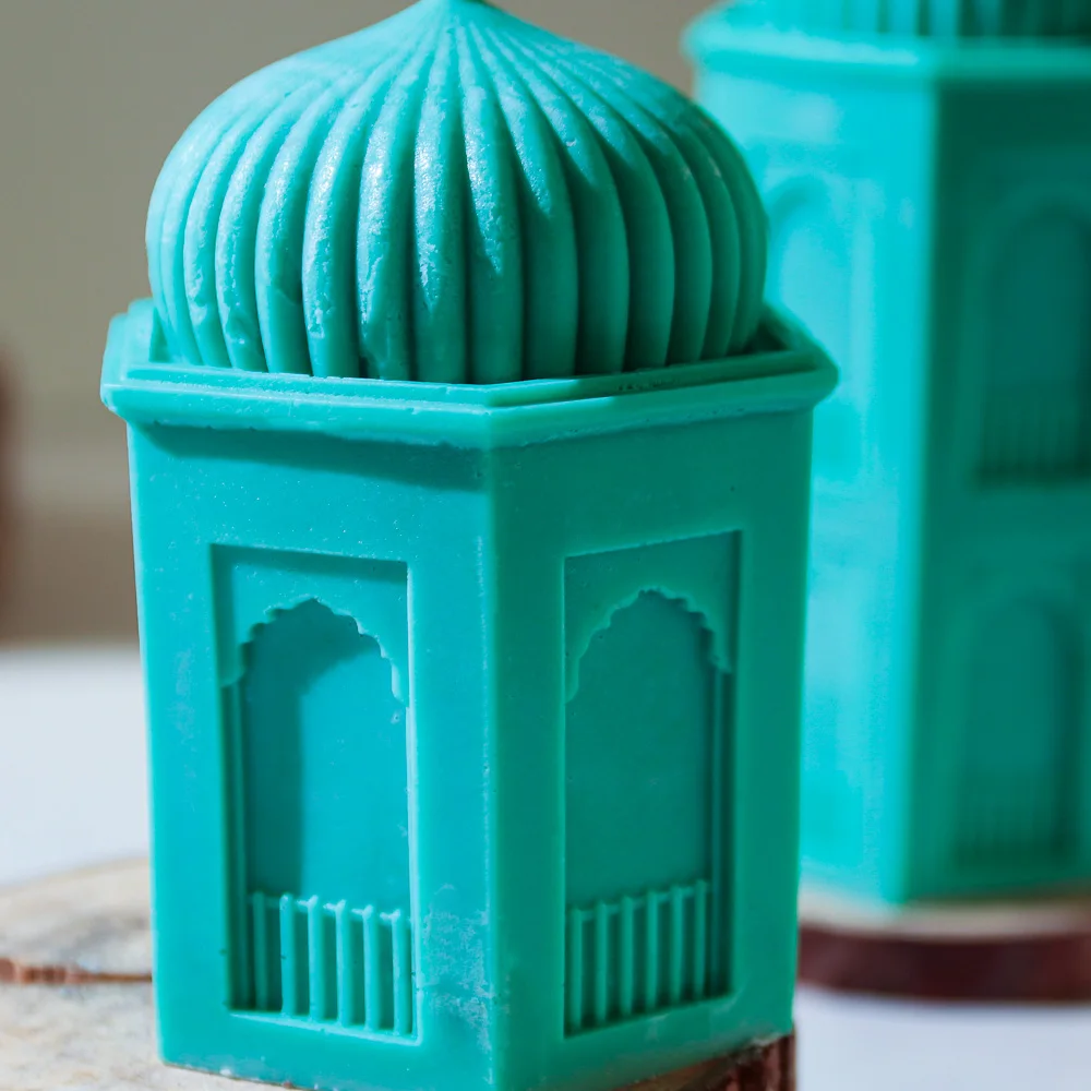 Geometric Castle Candle Mold DIY Arabic Architecture Style Silicone Mold Eid al Fitr Gypsum Resin Making Tool Religious Ornament
