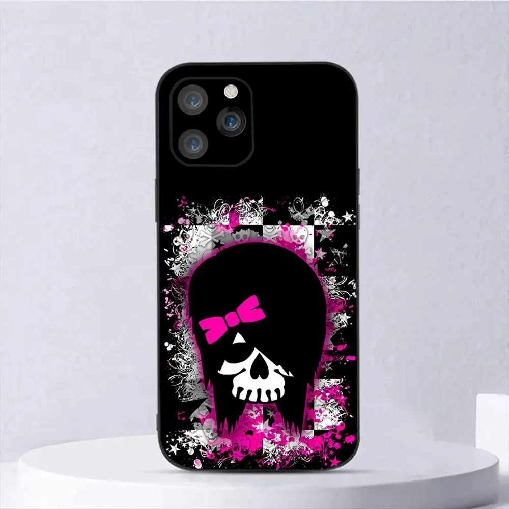 Love Black and Cute Emo Phone Case For iPhone 15,14,13,12,11,Plus,Pro Max,XS,X,XR,SE,Mini,8,7 Soft Silicone Black Cover