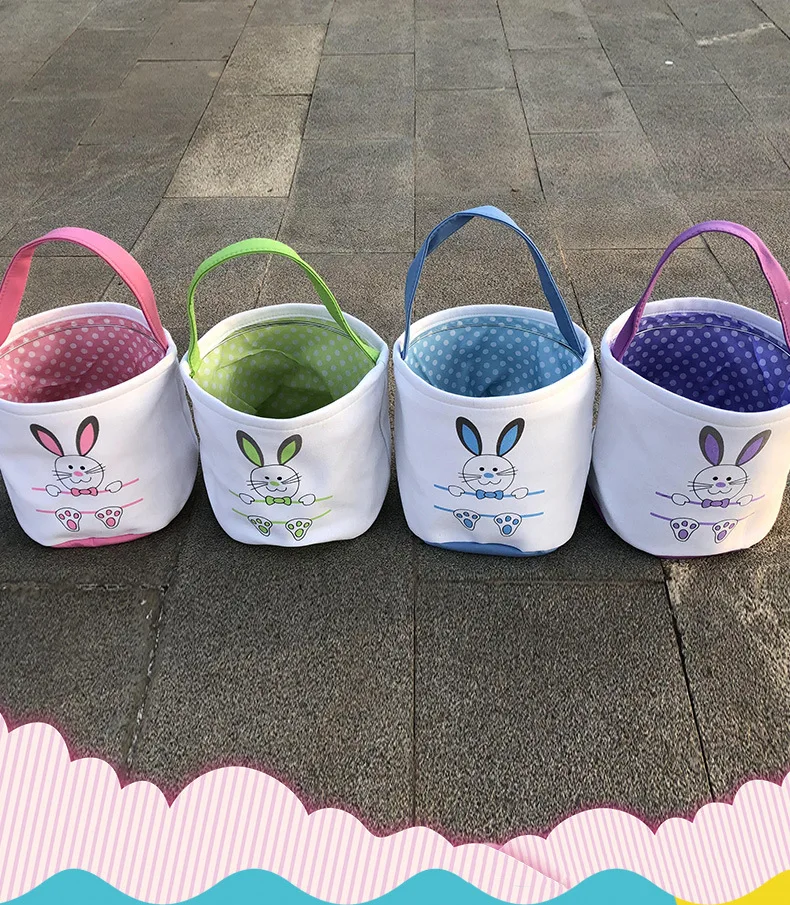 

Easter Bags Bunny Egg Candy Canvas 2023 New Tote Sleeping Blanks Kids Baskets Sublimation Seersucker Stuffers Liner Plush Gift