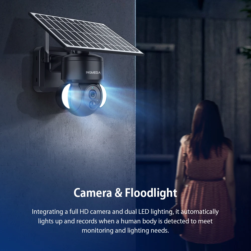 INQMEGA 4MP WIFI Tuya Solar Camera Outdoor Solar Panel Battery Surveillance Security Camera Support Alexa Google Home Video Cam