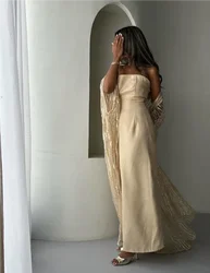 Customized Stain A-line Strapless Ankle Length Vestidos Para Bodas Mujer Invitada Evening Dresses Vestidos Elegantes Para Muje