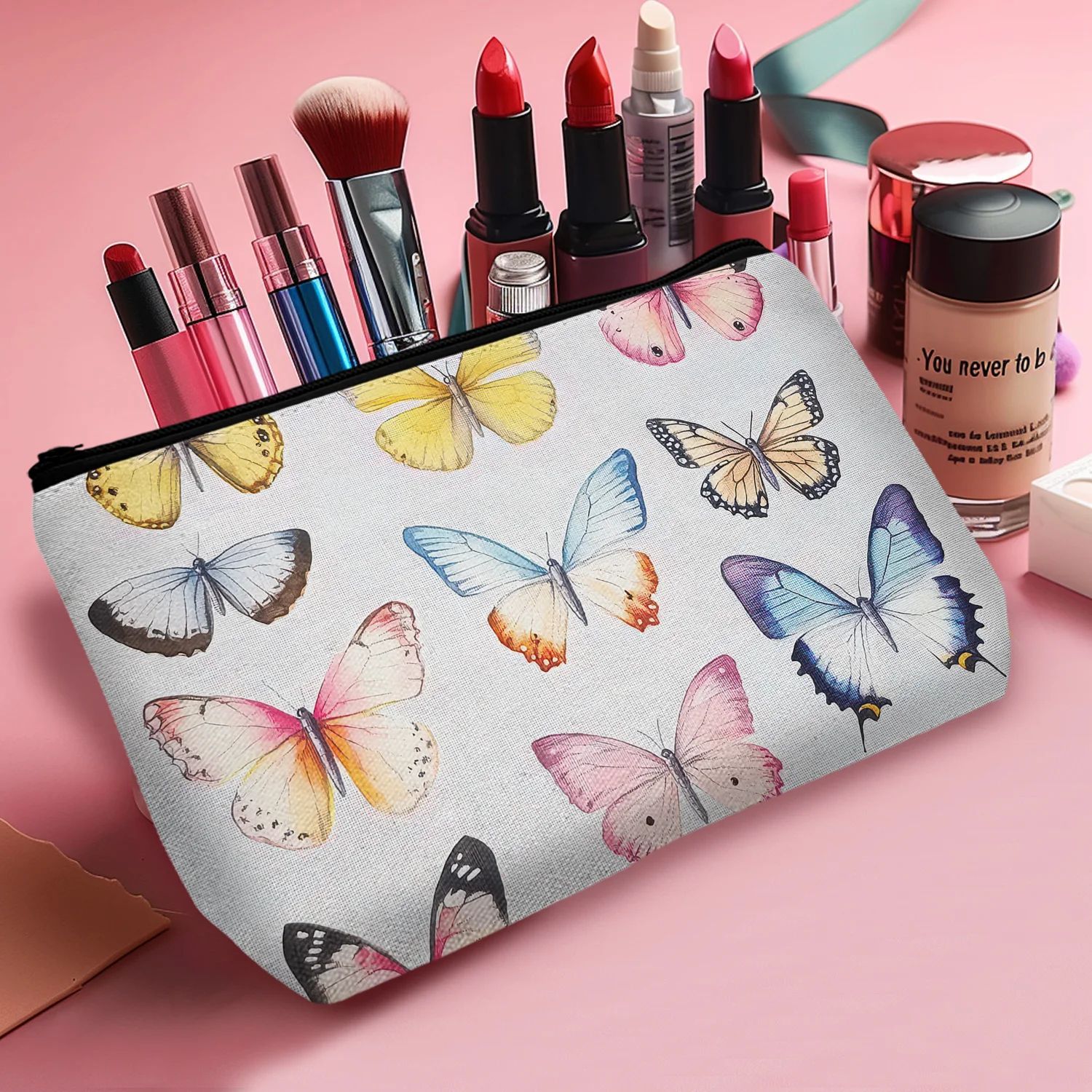 1Pc Butterfly Makeup Bag Colorful Butterfly Cosmetic Bag For Women Appreciation Gift For Family Friends Travel Makeup Bag With