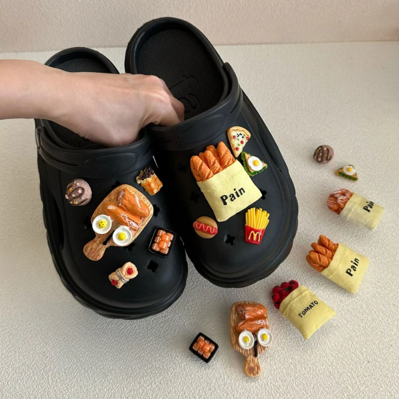 

Children Shoes Accessories Removable Shoe Accessories for Bread French Fries Delicious Shoe Flowers Casual Shoe Sapatos Casuais