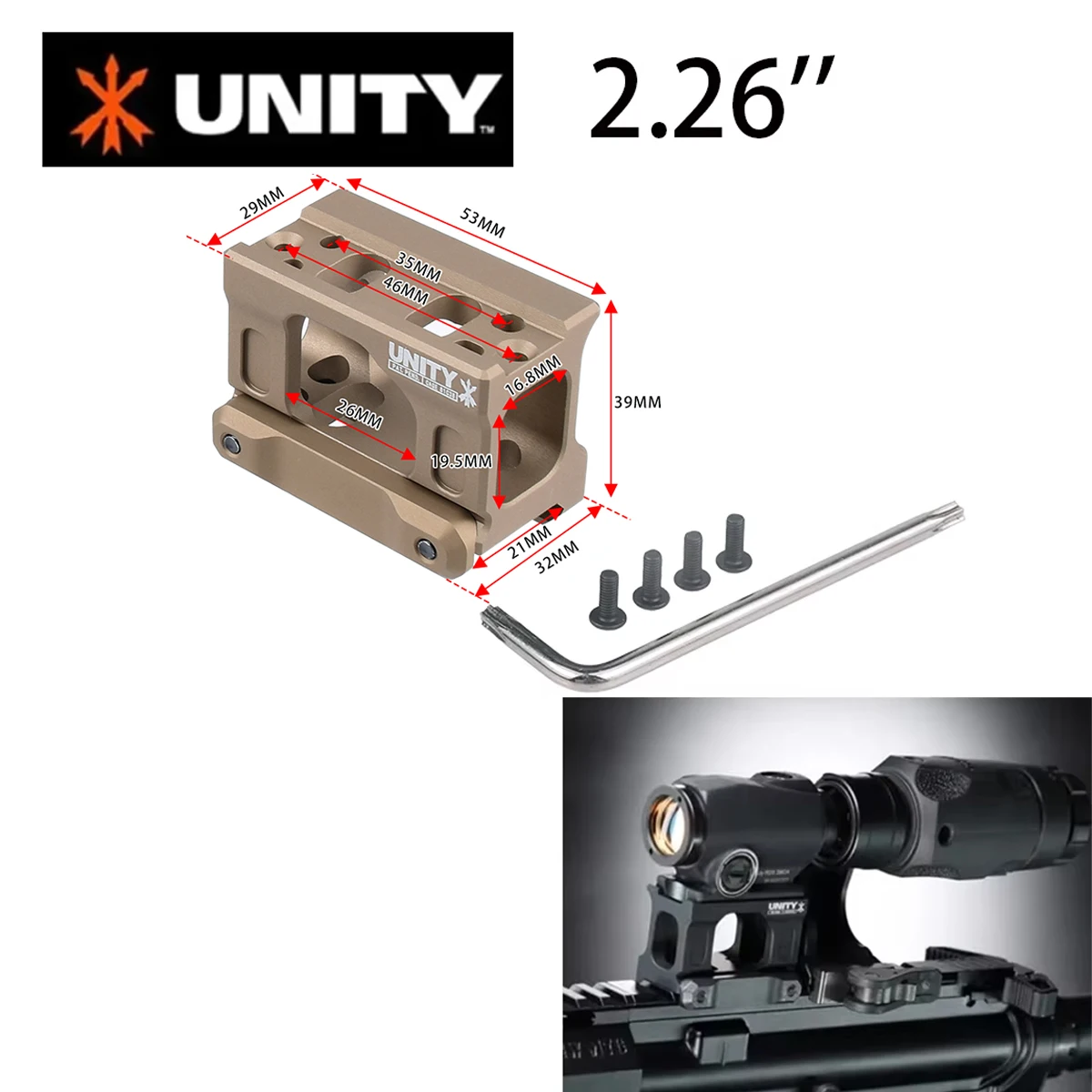 Neue UNITY Fast Riser Halterung 1,54" 1,93" 2,26" Höhe Zielfernrohr QD-Halterung für Red Dot Sight Reflexvisier Universelle Halterung passend für 20mm – Detail 8