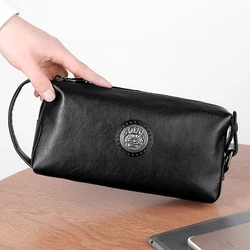 Hochwertige einfarbige Rindsleder Herren marke Handtasche Brieftasche Karten tasche Tasche für Männer sacoche homme bolso hombre necessaire Clutch