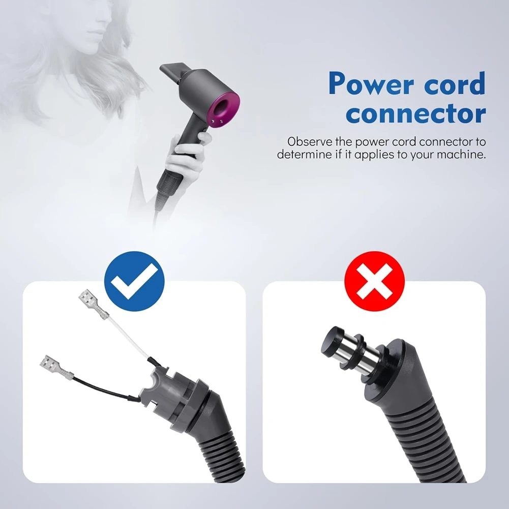 B26B Replacement Hair Dryer Cable for Dyson HS01/HS05 Hair Styler Hair Rod Power Cord AC Charger Cable EU Plug