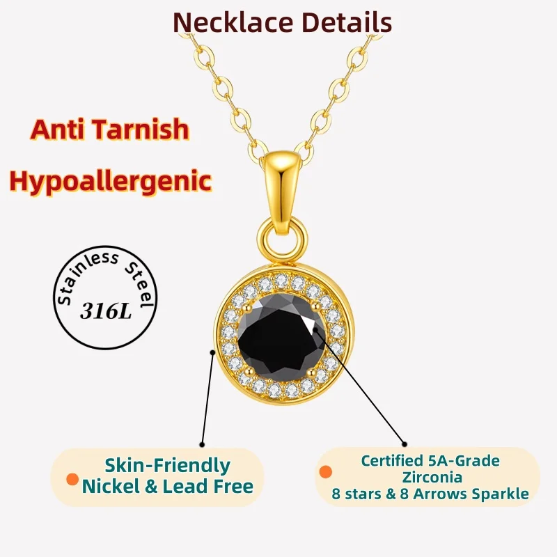 hypoallergene Halskette für Frauen, böhmisches Weihnachtsgeschenk für Sie, Schmuck mit Geschenkbox, 2-Karat-Zirkonia-Halskette für Frauen