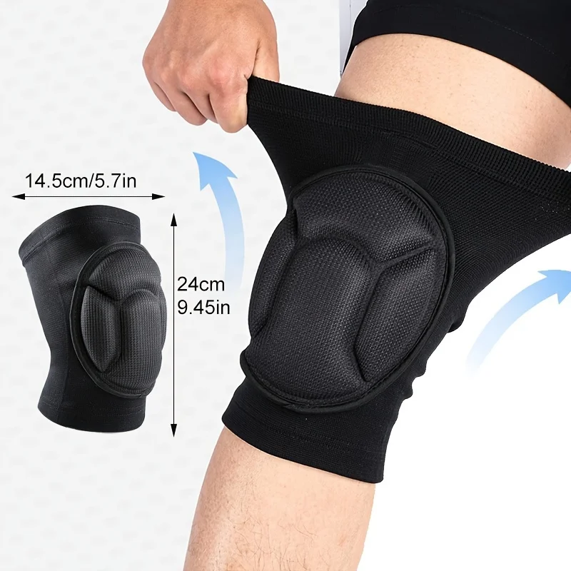 2-Pack Unisex Elastic Sponge Knee Pads, for Yoga Volleyball Dance, Black
