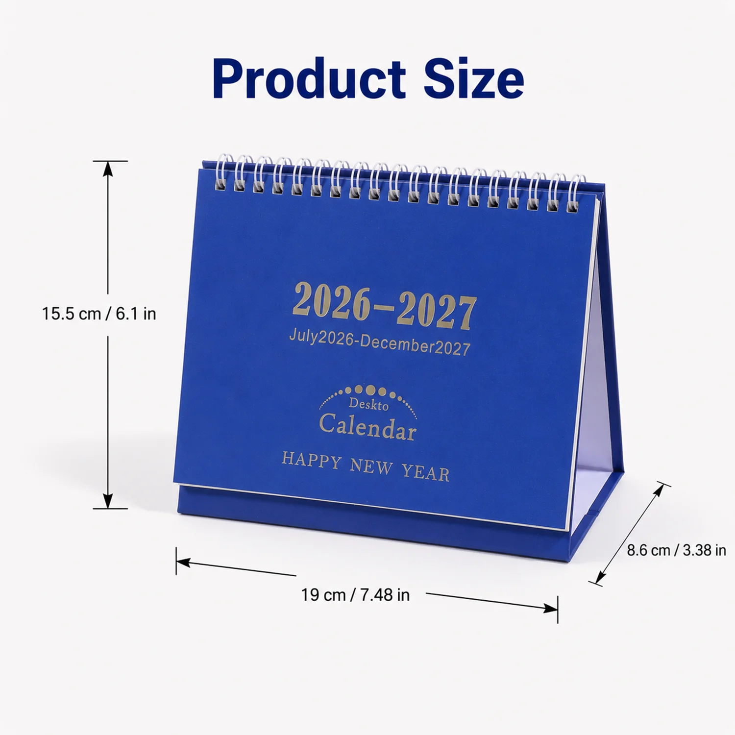 2026-2027 Desk Calendar 5 Colors 19cm Twin-Wire Binding Durable Stand Portable Foldable for Office Home School Decor