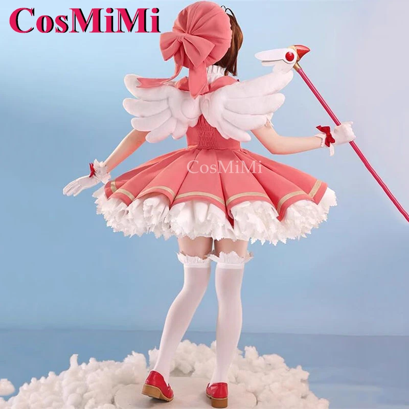 CosMiMi Cardcaptor Sakura Kinomoto Sakura Cosplay Costume Gorgeous Red White Battle Uniform V2.0 Carnival Role Play Clothing New