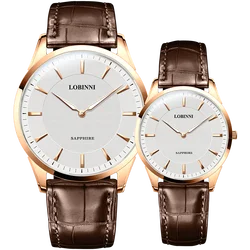 Switzerland Luxury Brand LOBINNI 6 MM Ultra-thin Quartz Women's Watches Simple Style Waterproof Luminous Couples Clock L3007