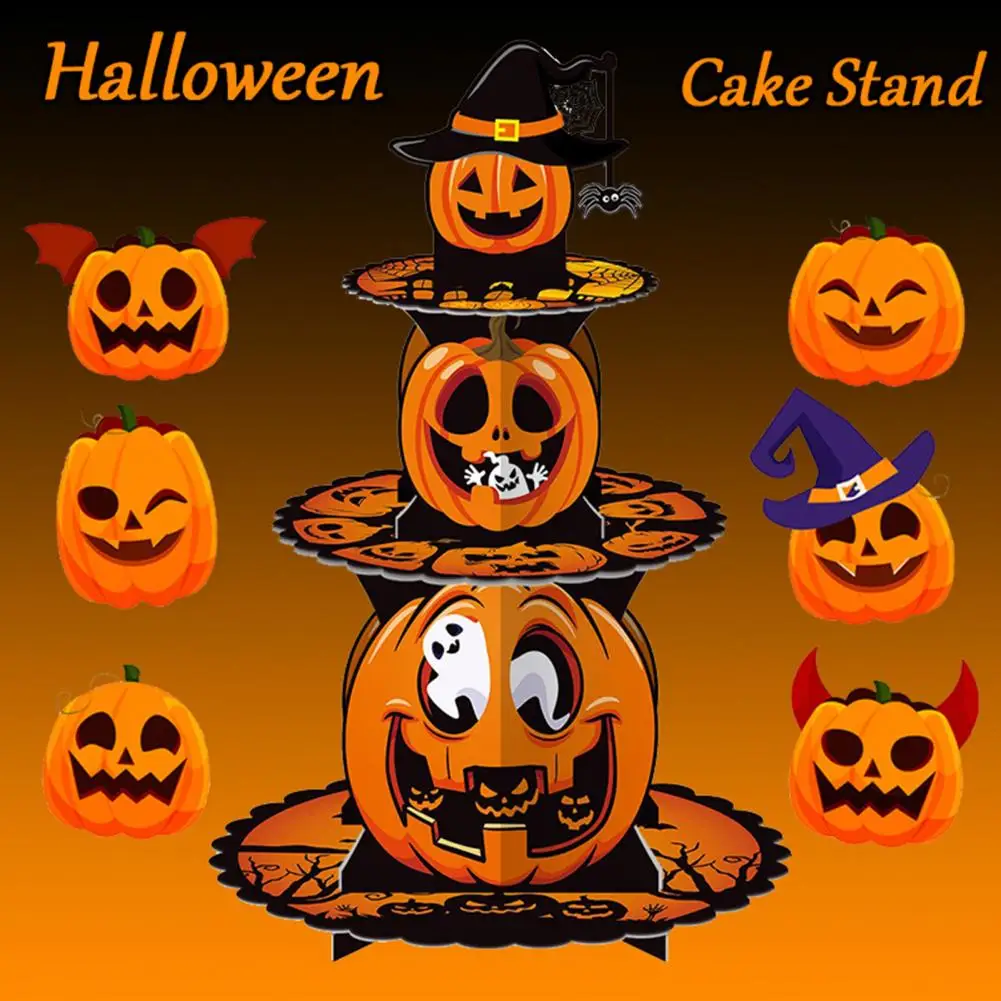 

Pumpkin Cupcake Tower Easy to Install Cake Stand Eye-catching Halloween Cake Stands Multi-layer for Festive for Displaying